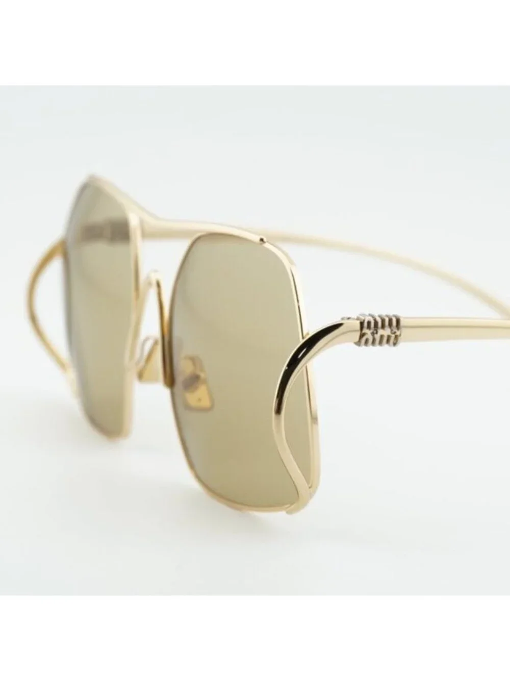 Miu Miu MUA55S 5AK10R Sunglasses Gold Geometric Frame, Yellow Lenses